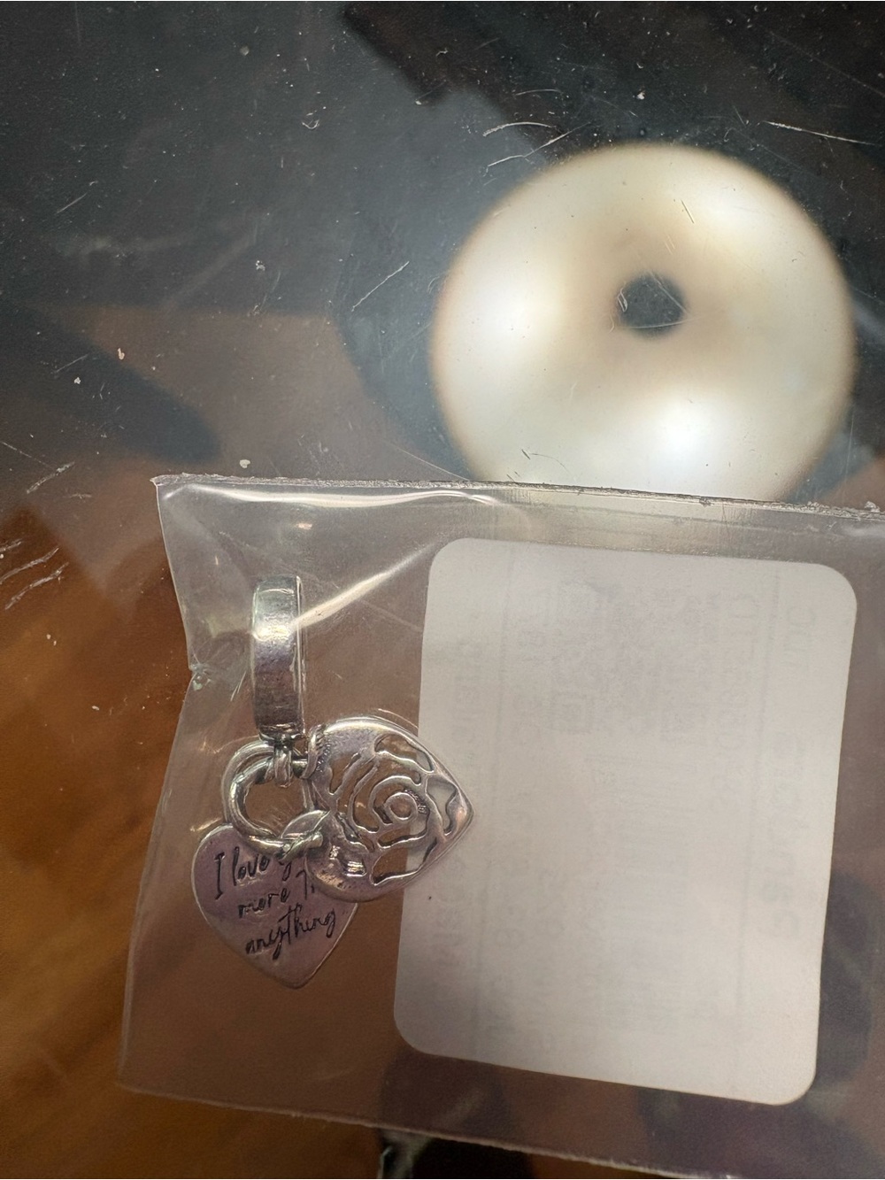 Silver Floral Heart Charm Pendant - "I Love You More Than Anything" Engraved